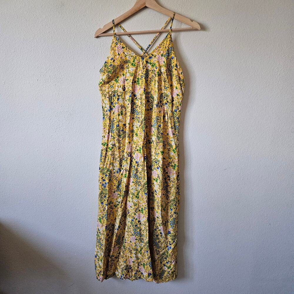 Old Navy V-Neck Maxi Shift Dress for Women Small Yellow Floral - Picture 2 of 9